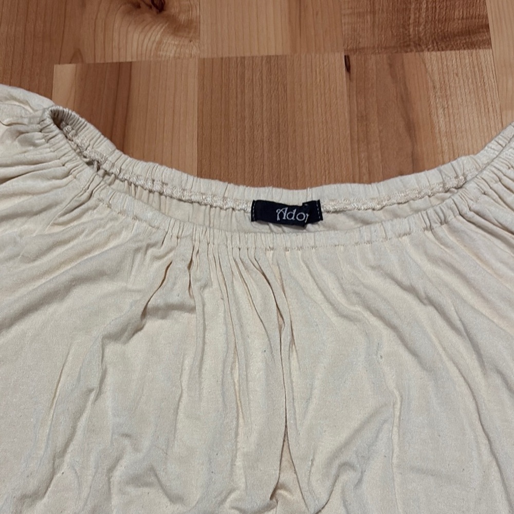 Cream Ruched Relaxed Ruffle sleeve Blouse - Picture 5 of 6